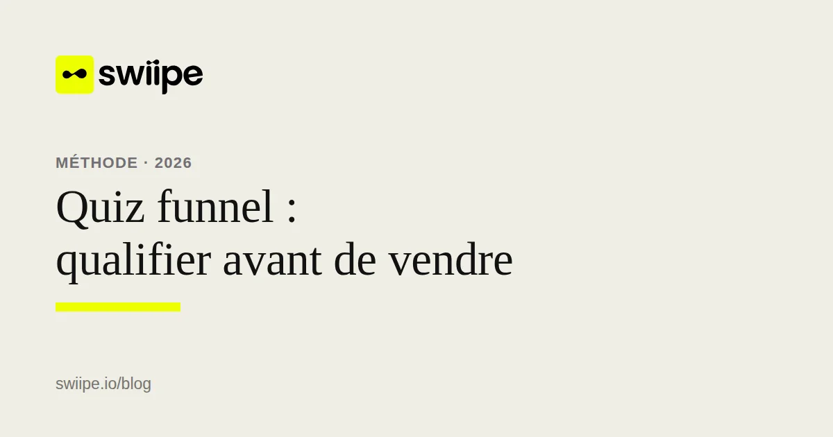 Quiz funnel de qualification reliant questions, scoring, segmentation et routing des leads vers la bonne action